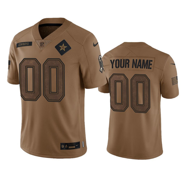 Men%27s Dallas Cowboys Active Player Custom 2023 Brown Salute To Service Limited Football Stitched Jersey